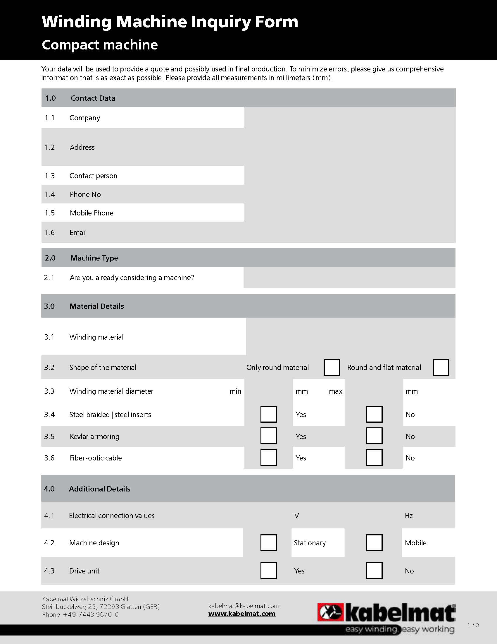 Checkliste Enrouleur Kabelmat